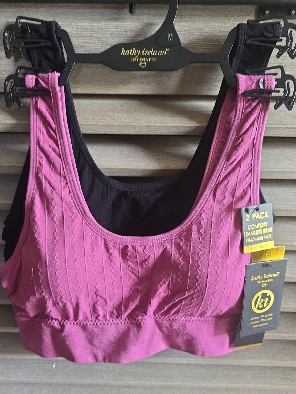 kathy ireland Seamless Comfort Sports Bra - Pink & Black (2-Pack)